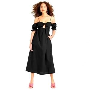 A New Day NWT Off Shoulder And Spaghetti Strap Black Midi Dress Small